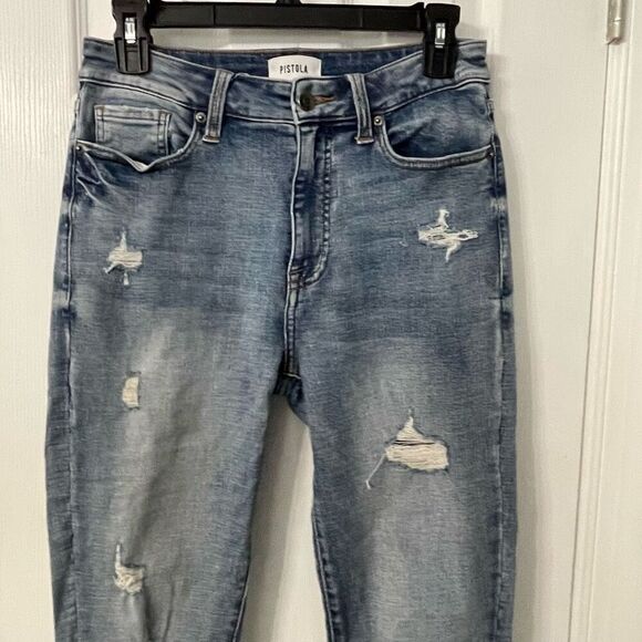 Pistola Distressed Skinny Jeans Med-High Rise Light Wash Women’s Size 28 - Picture 8 of 8